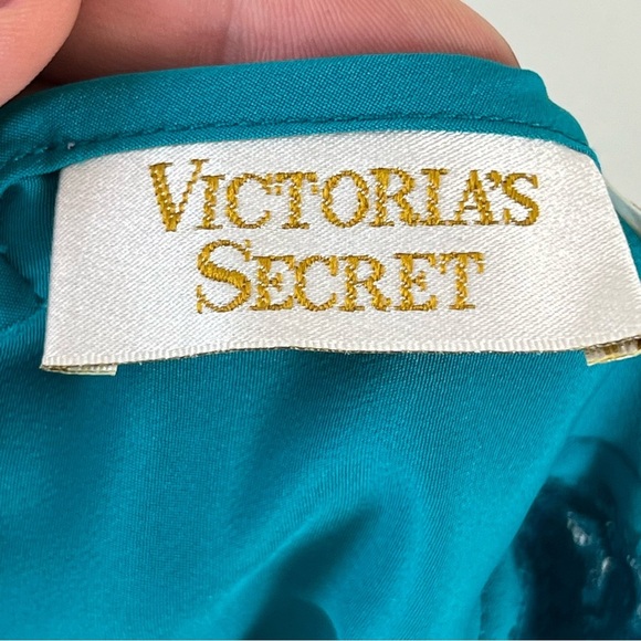 Vintage Victoria's Secret Gold Label Teal Lace Slip Dress SZ SP Chemise Lingerie - Picture 10 of 14
